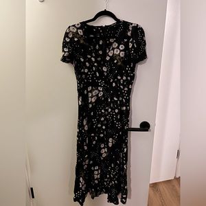 Madewell Puff Sleeve Wrap-Front Midi Dress in Polka Daisies Size 8